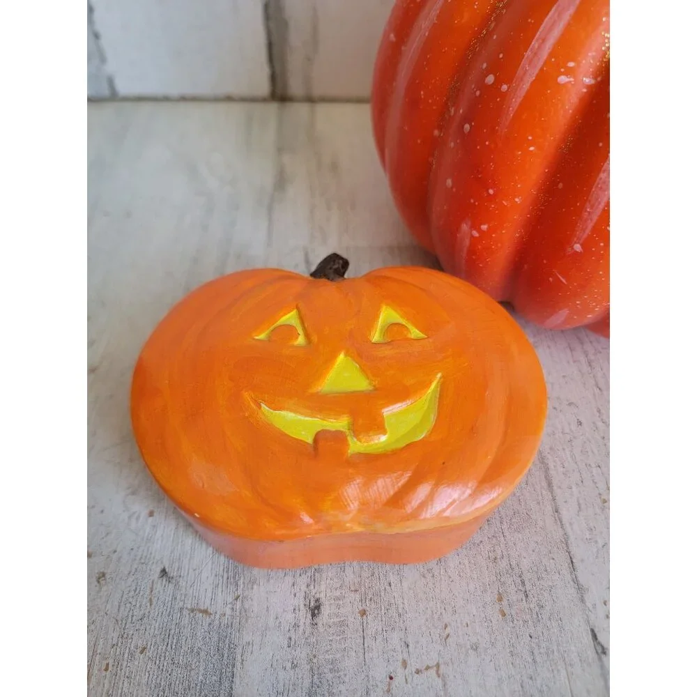 Halloween pumpkin figure trinket box set home decor glitter uniqueStyrofoam pump